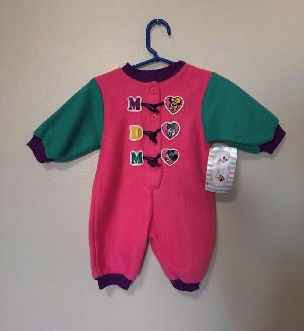 Vintage Disney Babies Mickey Collection Fleece Colorblock Romper 6-9M